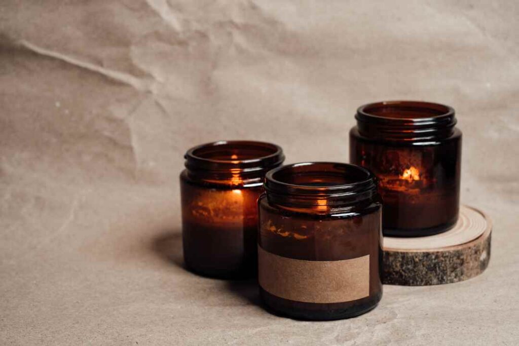 Set of 3 glass candle jar